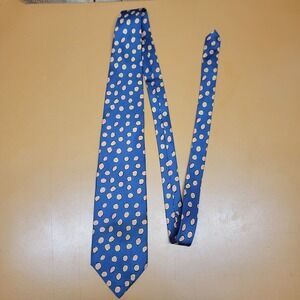 Huntington Silk Polka Dot Tie Navy Pink Yellow Made in USA Mens Accessory